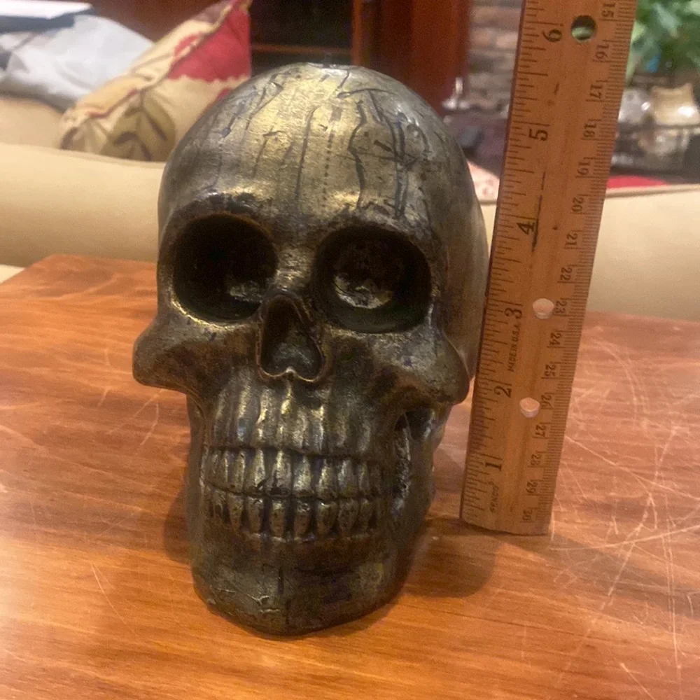 Rare Williams Sonoma Large Skull Halloween Black Green Gold